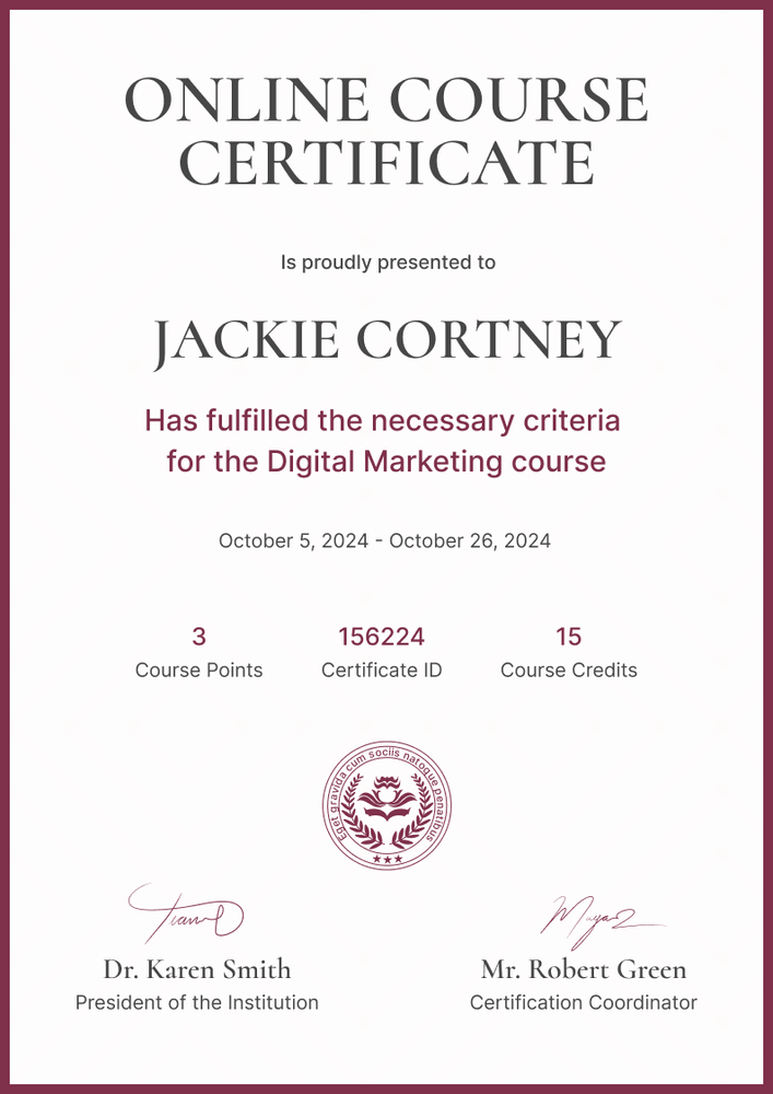 Classic and professional course certificate template