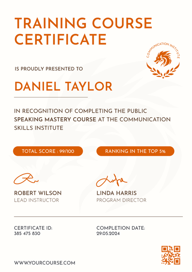Vibrant and simple course certificate template