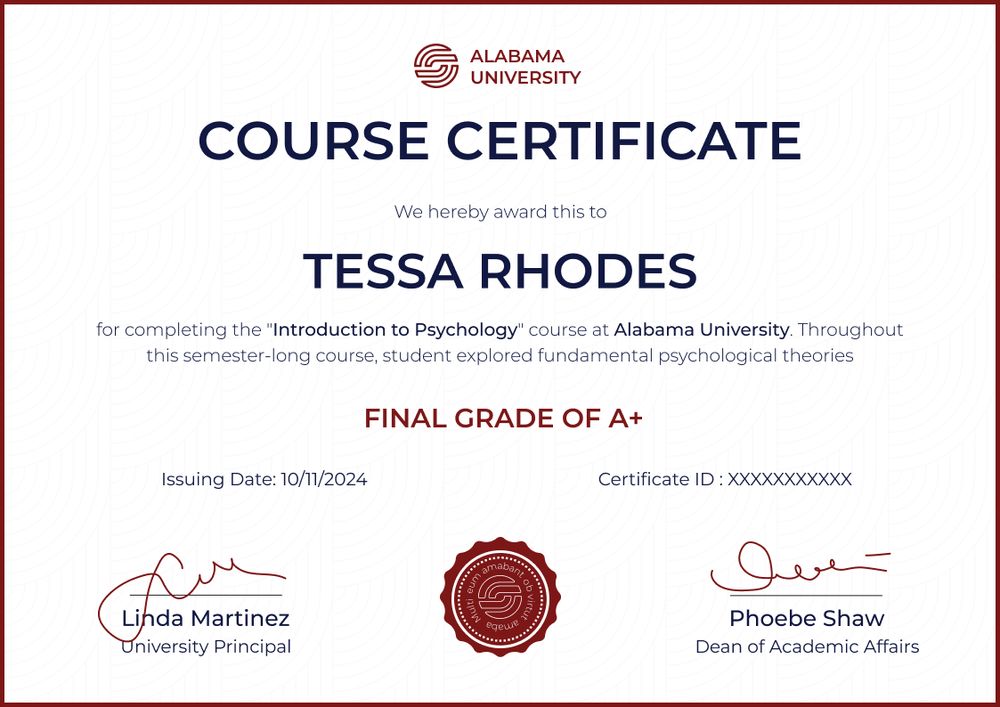 Minimalistic and formal course certificate template