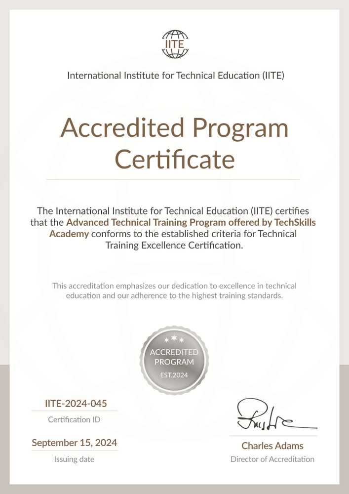 Subtle and formal accreditation certificate template