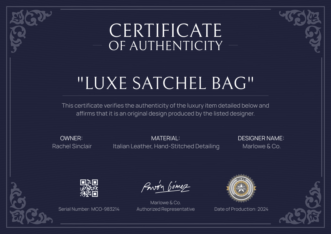 Authenticity Certificate Templates – Free & Customizable