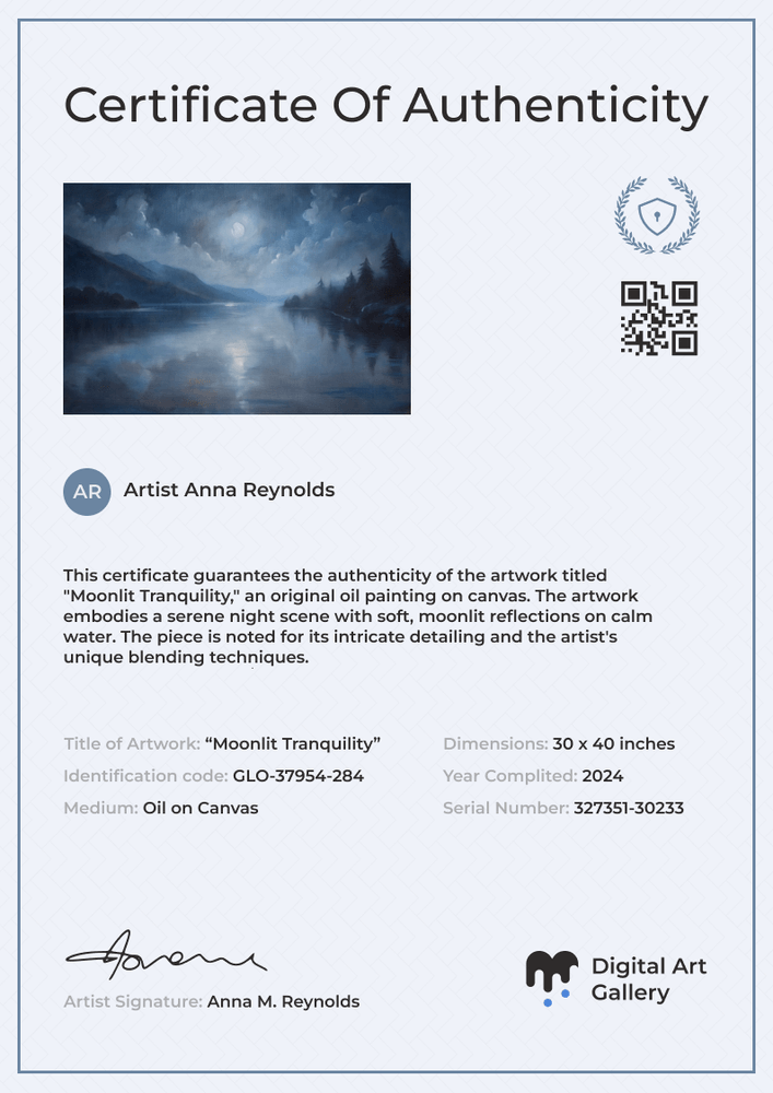 Trustworthy and simple authenticity certificate template