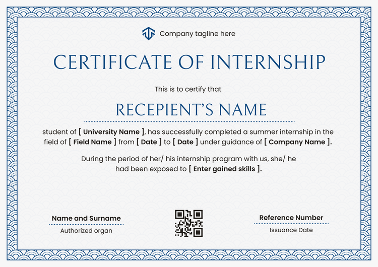 Neat and professional internship certificate template