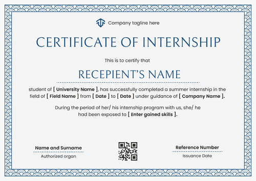 Neat and professional internship certificate template Neat and professional internship certificate template