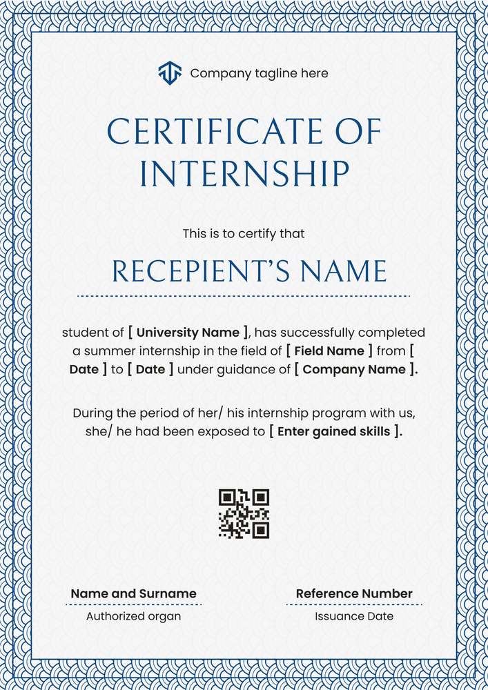 Neat and professional internship certificate template Neat and professional internship certificate template