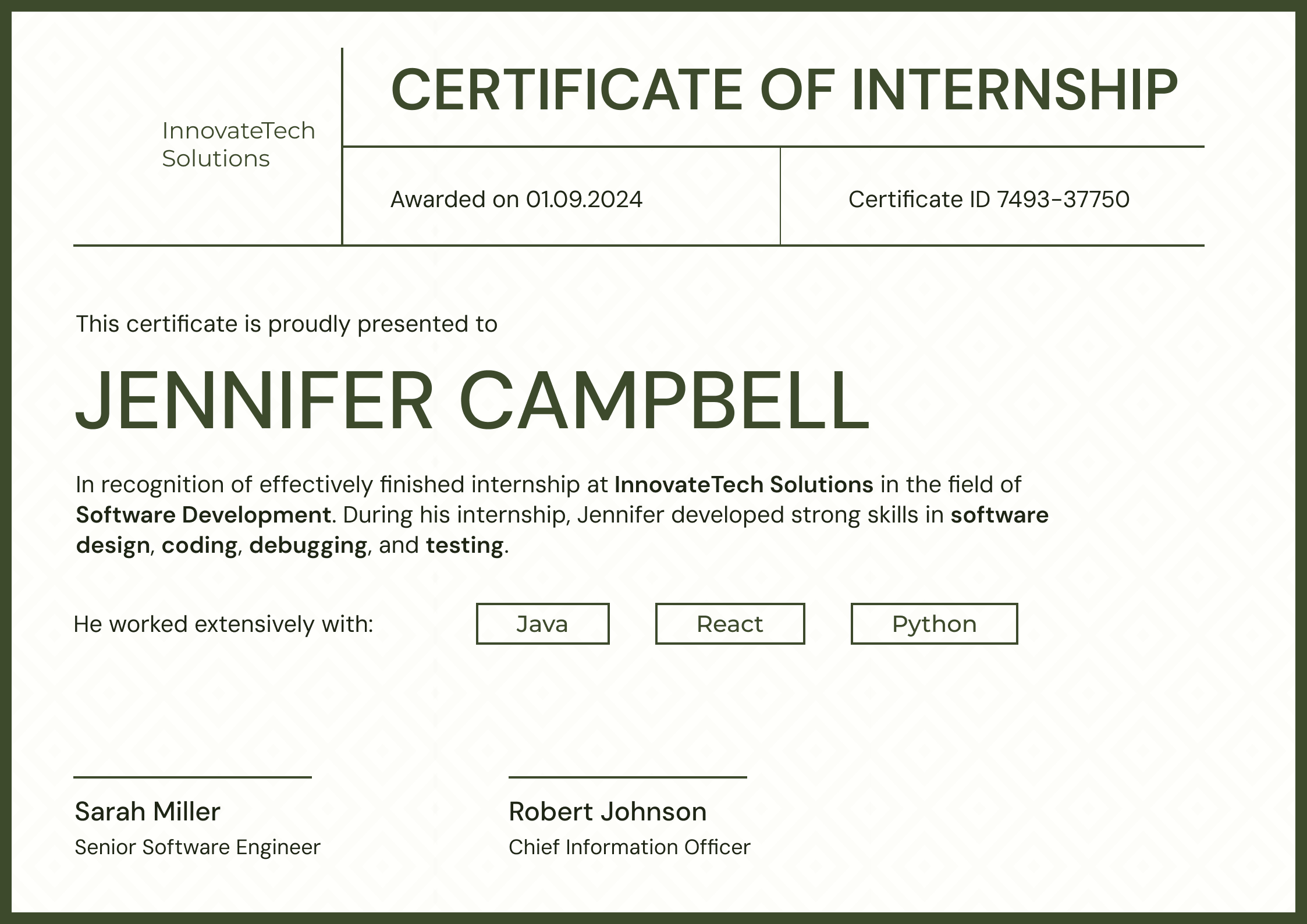 Internship Certificate Templates Free to Customize & Download