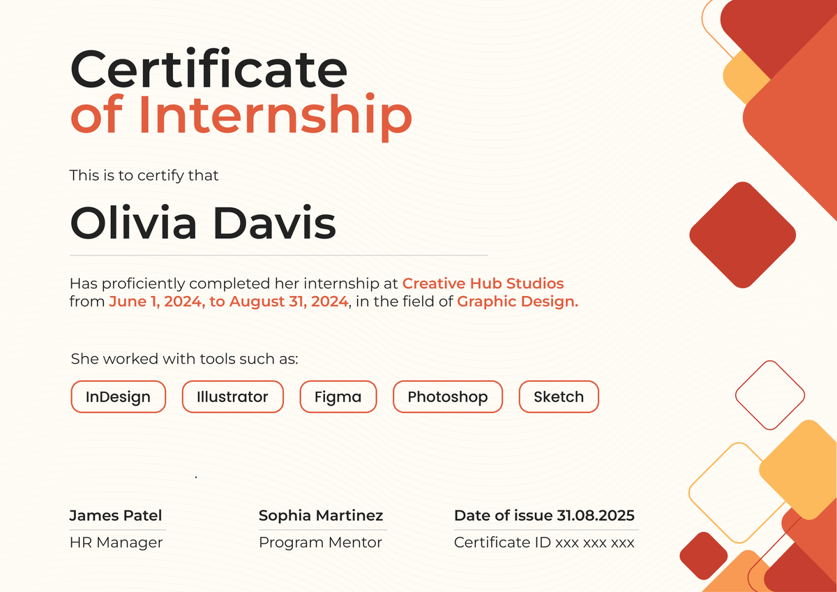 Store Development Intern Internship Certificate Templates - Free to Customize & Download