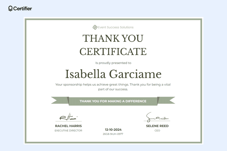 Image 6 for Thanks Certificate Template