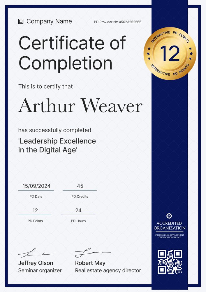 Modern and professional development certificate template