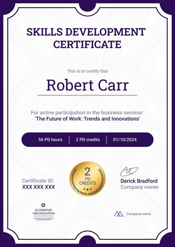 Refined and professional development certificate template