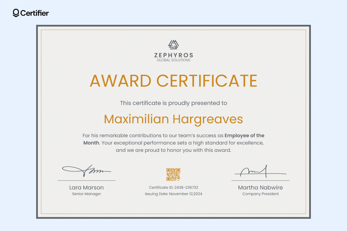 Award Certification Examples 30+ Award Certificate Templates to Use For Free