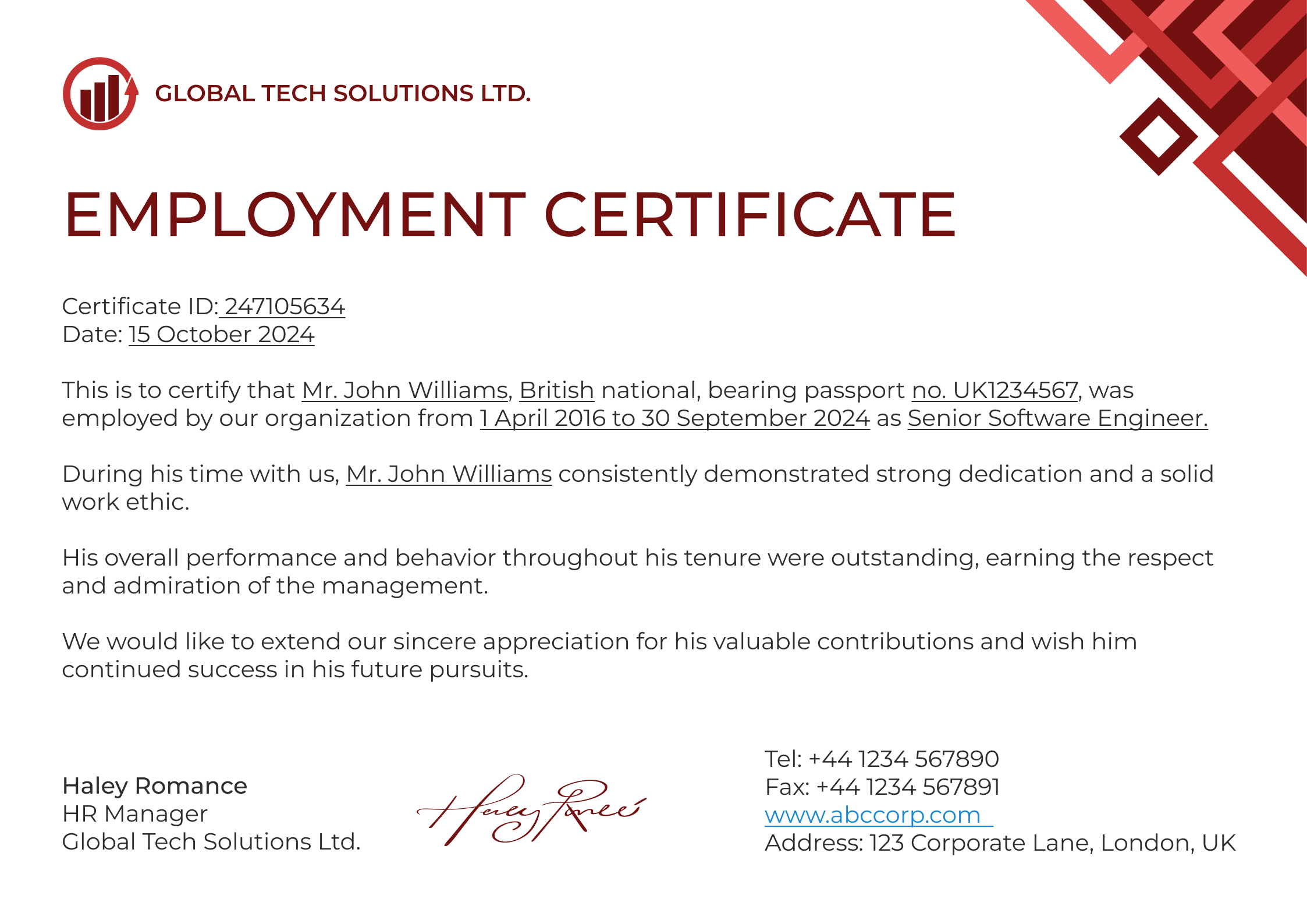 Employee Certification Example Employment Certificate Templates - Free to Customize & Download
