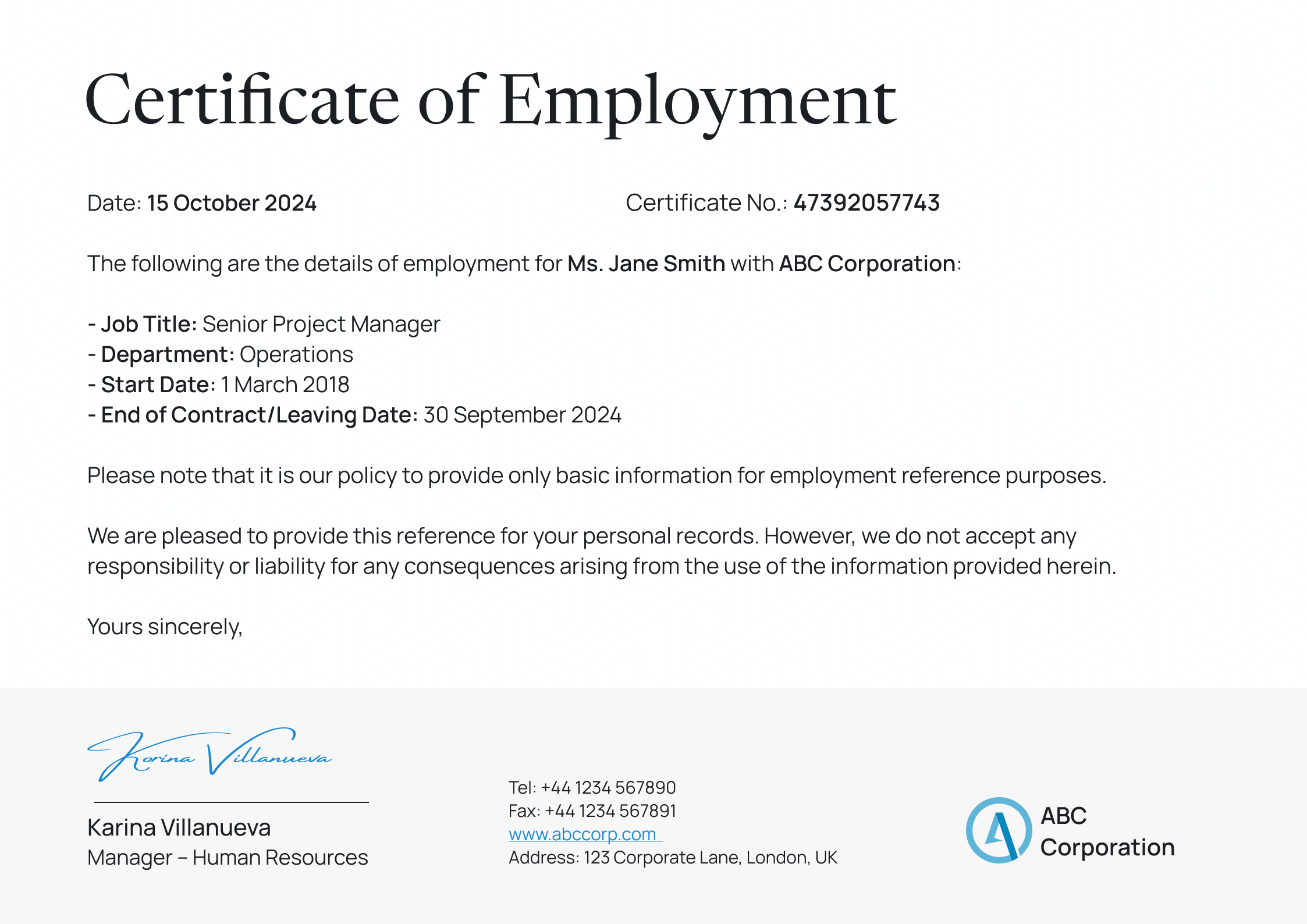 Employment Certificate Templates Free to Customize & Download