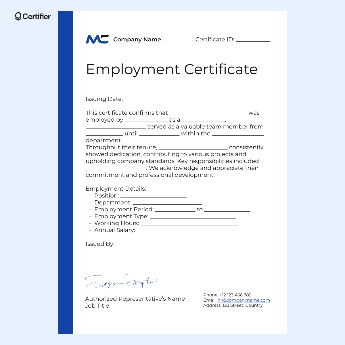 15 Employment Certificate Templates to Get for Free