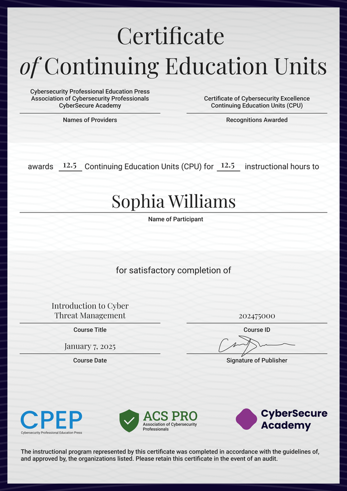Editable and professional CEU certificate template