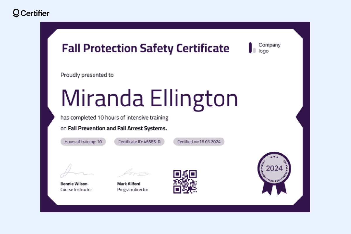 15 Fall Protection Certificate Templates to Edit and Download