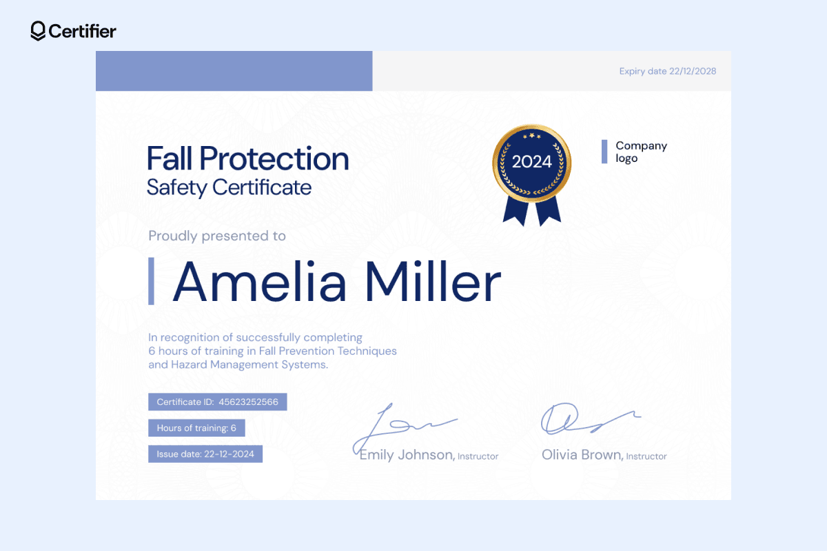 15 Fall Protection Certificate Templates to Edit and Download