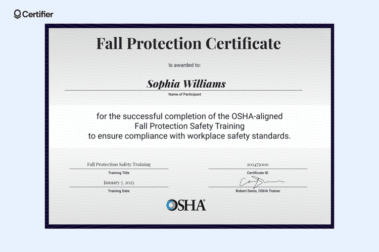 Fall Protection Training Pdf Free 15 Fall Protection Certificate Templates to Edit and Download