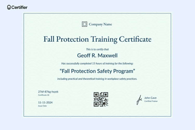 Image 8 for Fall Protection Certification Template