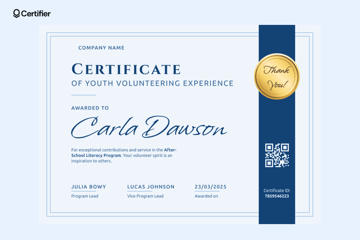 15 Volunteer Certificate Template Options to Use for Free