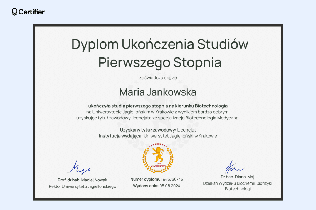 15 Darmowych wzorów dyplomów ukończenia studiów do dostosowania i pobrania