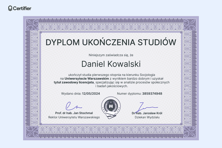 15 Darmowych wzorów dyplomów ukończenia studiów do dostosowania i pobrania