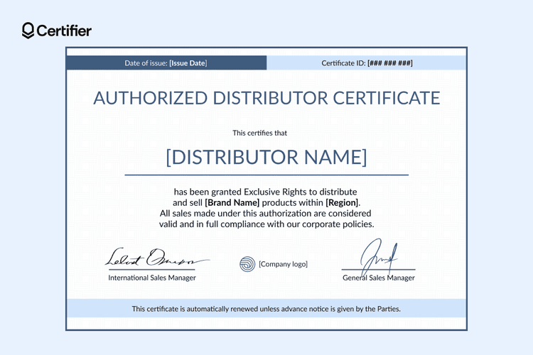 15 Free Authorized Distributor Certificates to Customize 15 Free Authorized Distributor Certificates to Customize