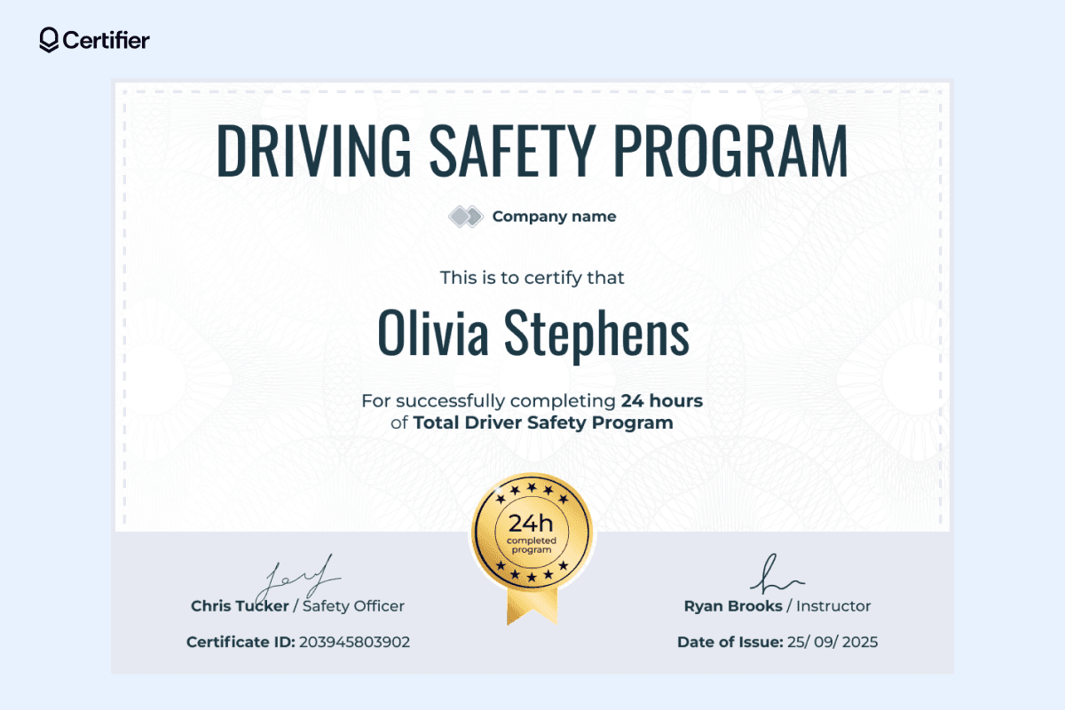15 Printable Defensive Driving Certificate Templates 15 Printable Defensive Driving Certificate Templates