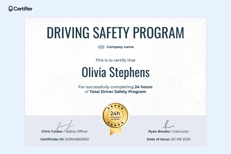 15 Printable Defensive Driving Certificate Templates