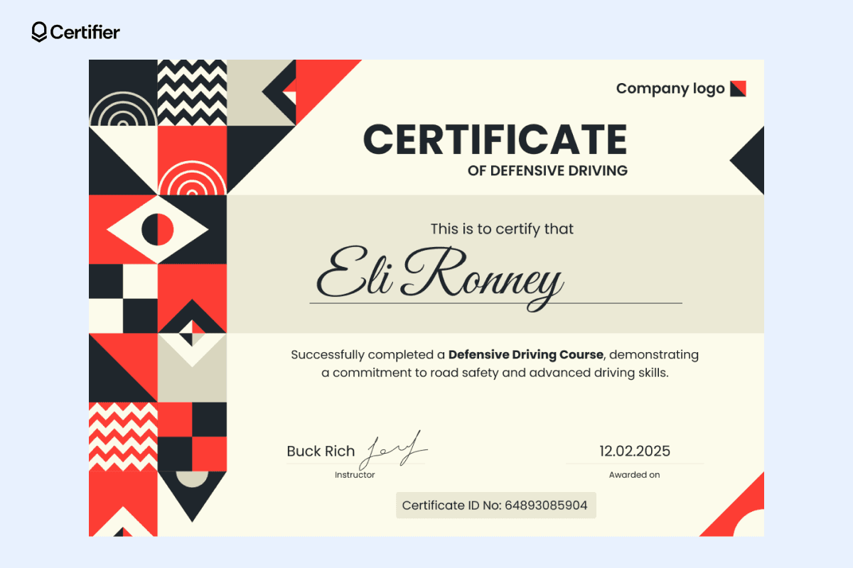 15 Printable Defensive Driving Certificate Templates