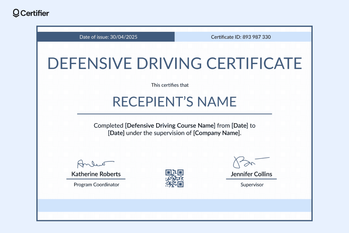 15 Printable Defensive Driving Certificate Templates 15 Printable Defensive Driving Certificate Templates