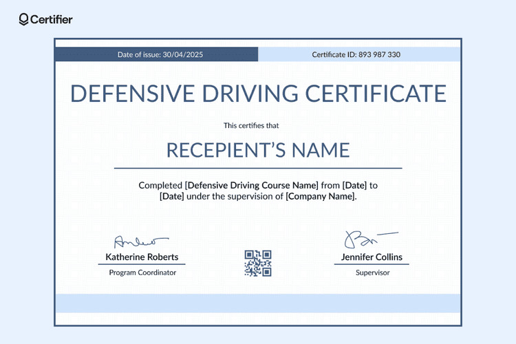 15 Printable Defensive Driving Certificate Templates