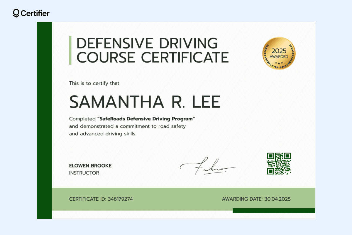 15 Printable Defensive Driving Certificate Templates 15 Printable Defensive Driving Certificate Templates