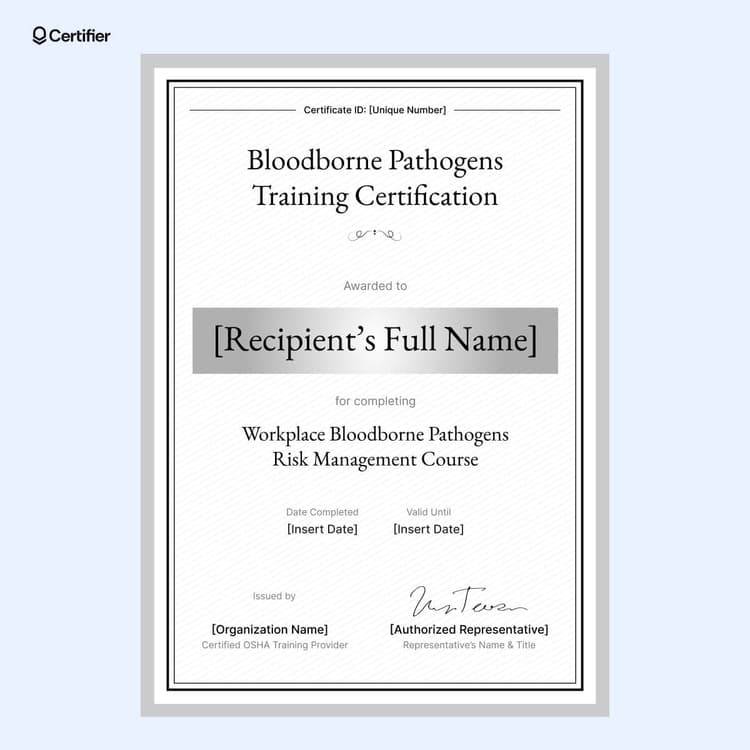 15 Free and Ready-to-Use Bloodborne Pathogens Certificate Templates