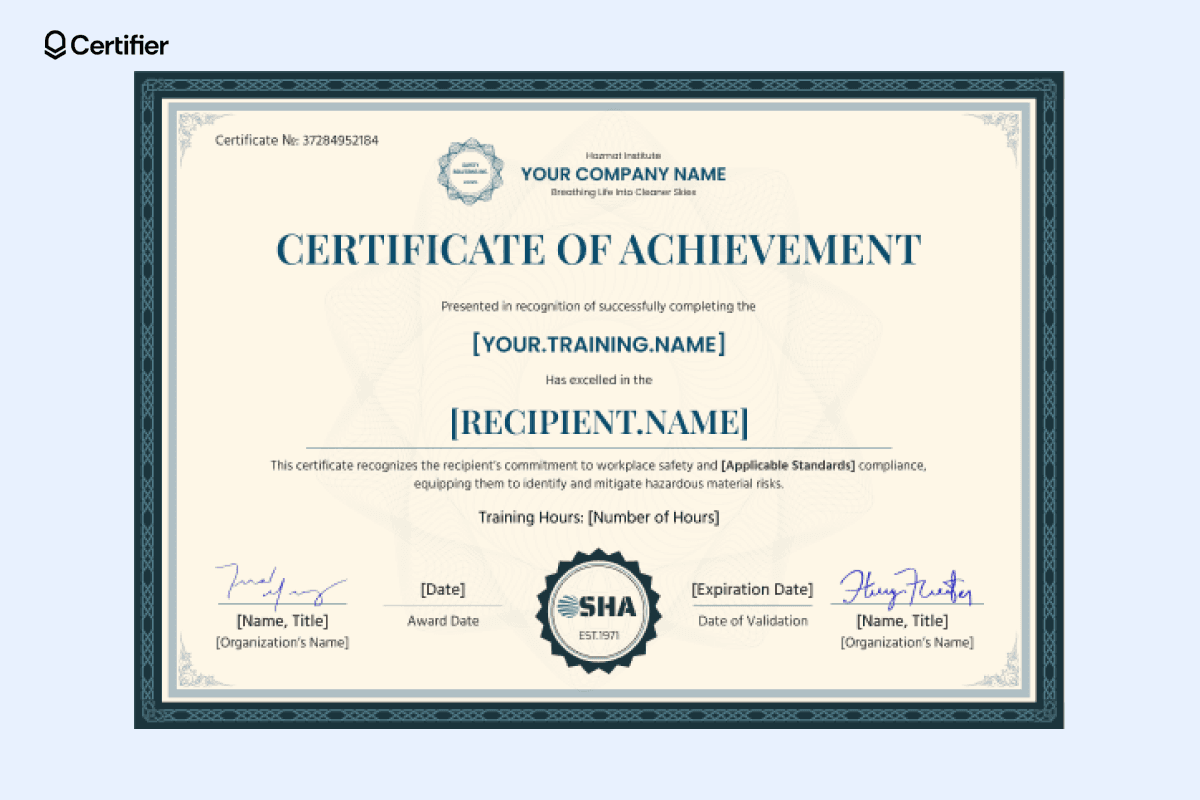 15 HAZMAT Training Certificate Templates to Edit or Download 15 HAZMAT Training Certificate Templates to Edit or Download
