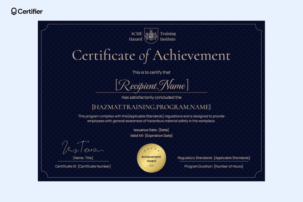 15 HAZMAT Training Certificate Templates to Edit or Download 15 HAZMAT Training Certificate Templates to Edit or Download