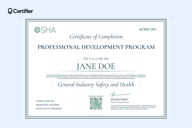 Top 15 OSHA Certificate Templates for Authorized Training Courses