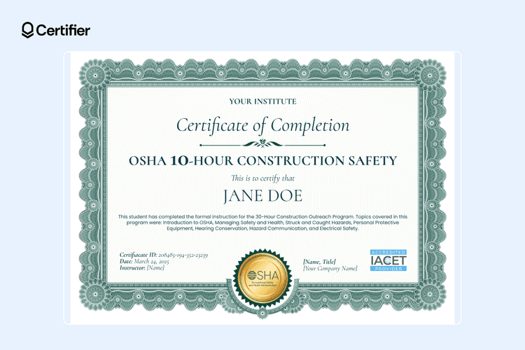 Osha Risk Identification Training. Examples Top 15 OSHA Certificate Templates for Authorized Training Courses