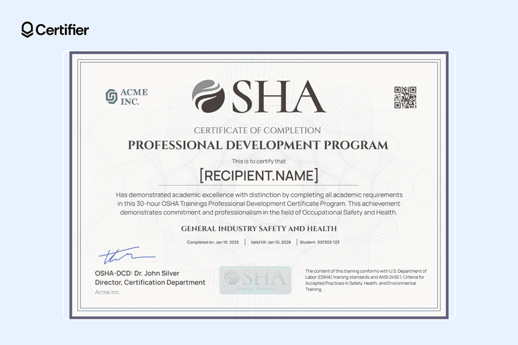 Top 15 OSHA Certificate Templates for Authorized Training Courses