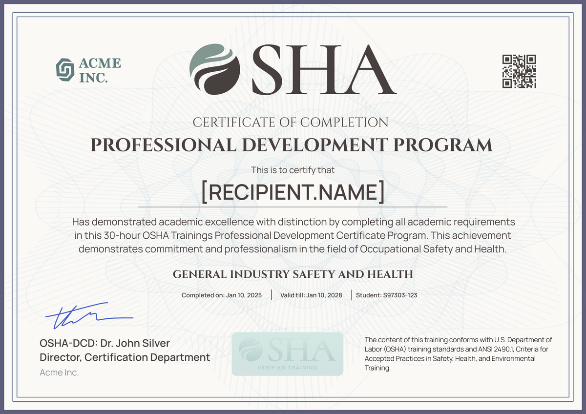 Osha Url Free Certificate Templates | Certifier