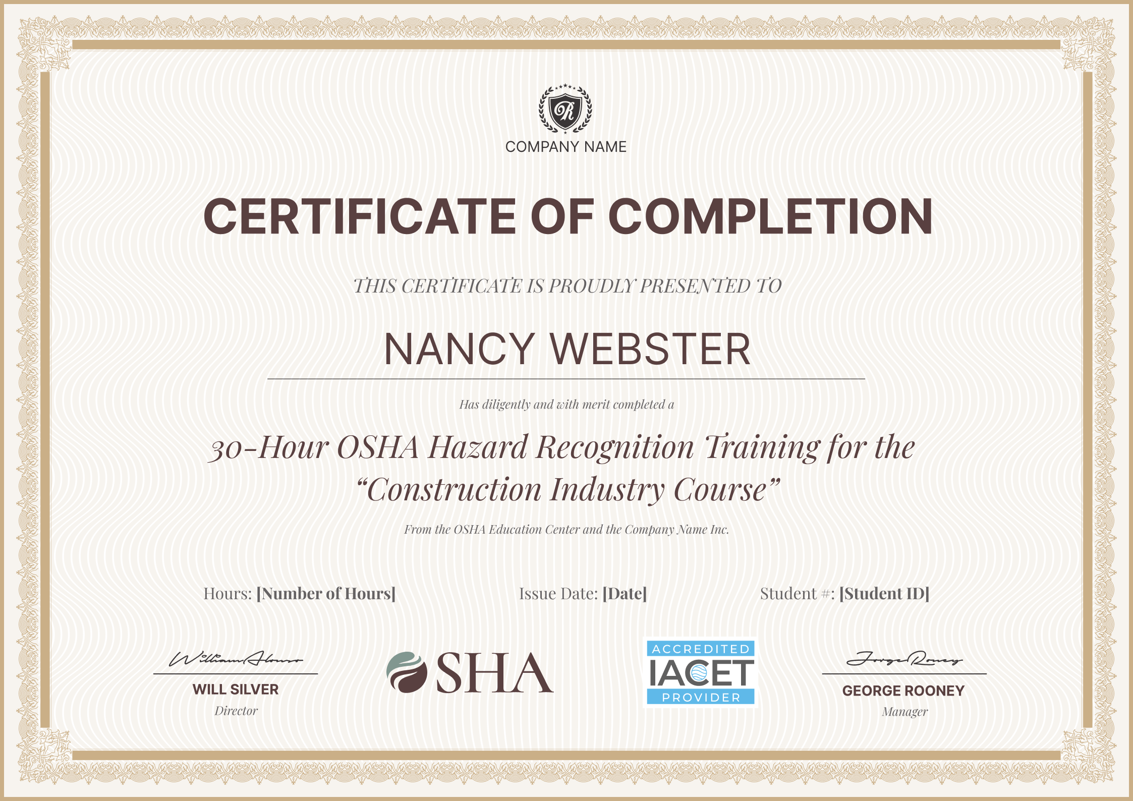 Refined and modern authenticity certificate template