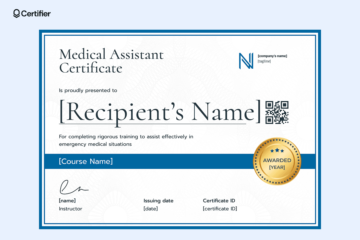 15 Free & Printable Medical Assistant Certificate Templates