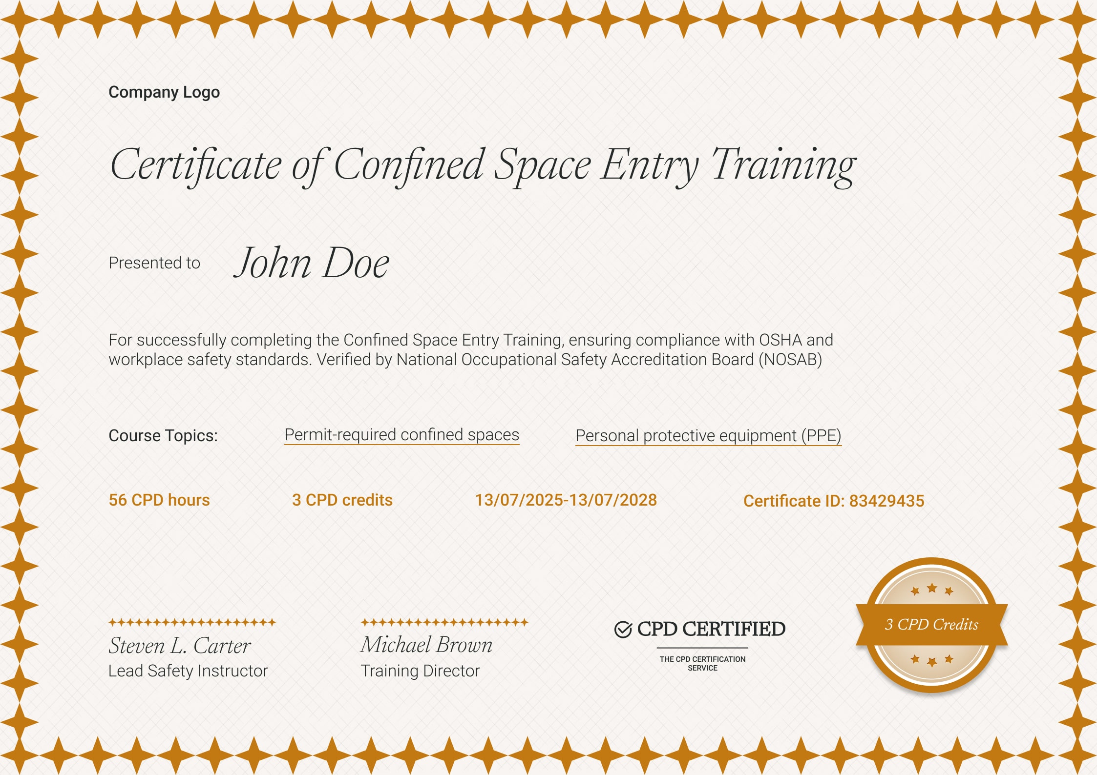 Professional And Official HIPAA Training Certificate Template Professional and official hipaa training certificate template