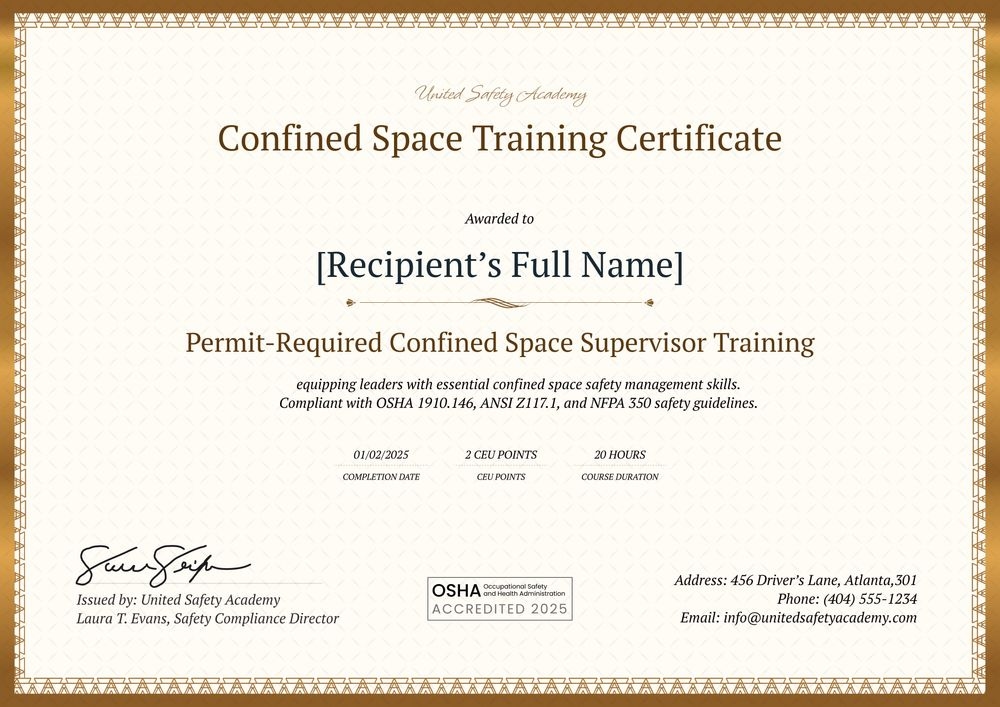 Functional and professional confined space training certificate template Functional and professional confined space training certificate template