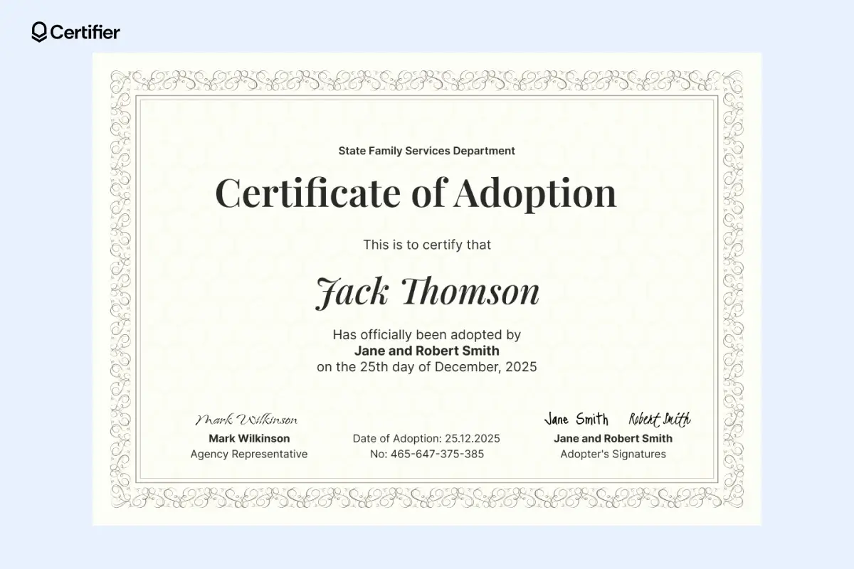Free Printable Adoption Certificate Templates free-printable-adoption-certificate-templates