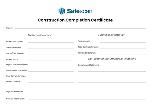 Construction Completion Certificate Templates - Free to Edit Online