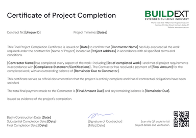 Construction Completion Certificate Templates - Free to Edit Online