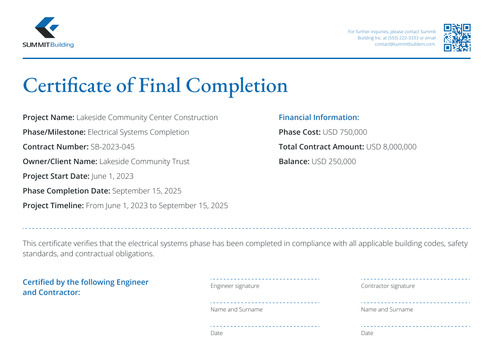 Construction Completion Certificate Templates - Free to Edit Online