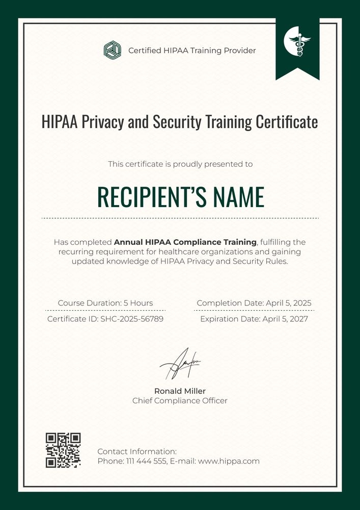 Image 4 for Hipaa Training Certificate Template