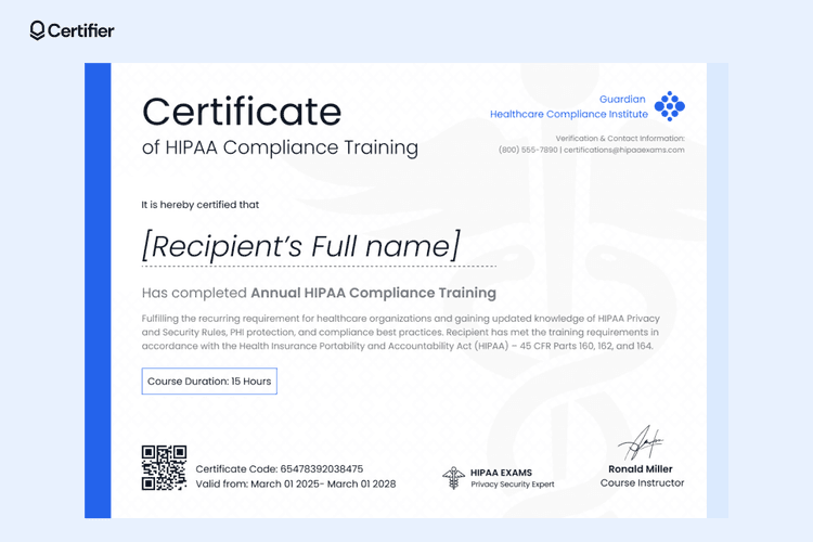15 HIPAA Training Certificate Templates to Print